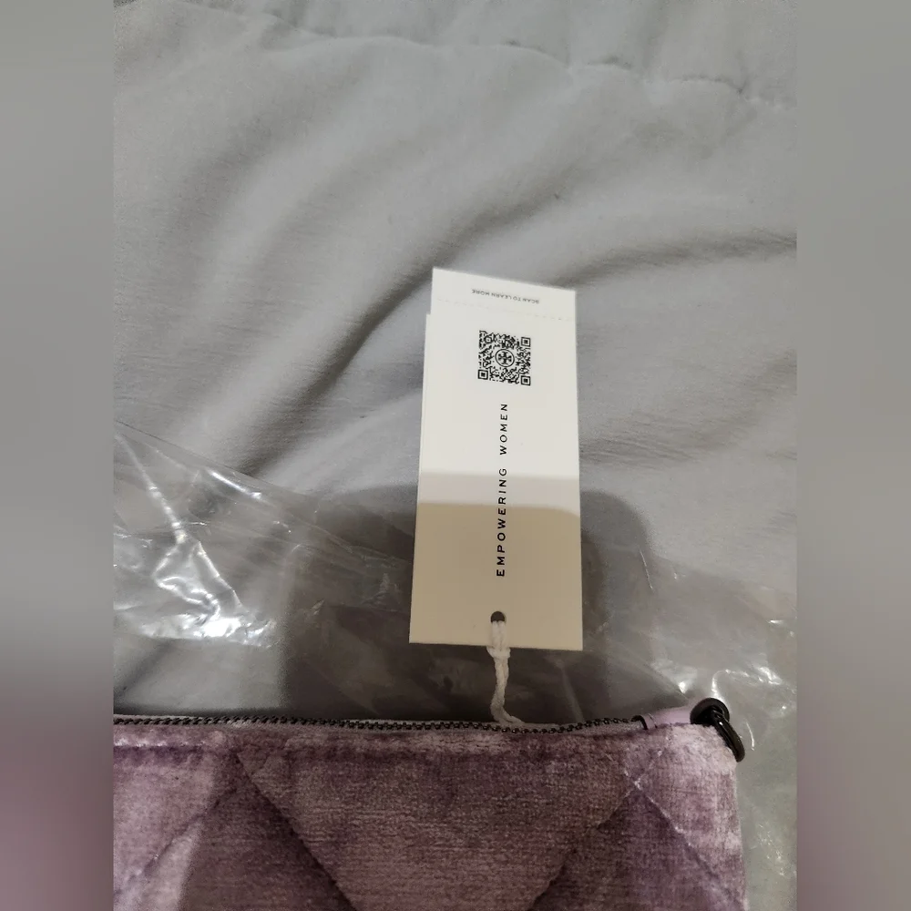 Tory Burch Willa Zip Quilted Handbag Lilac Gunmetal NWT - Picture 4 of 16